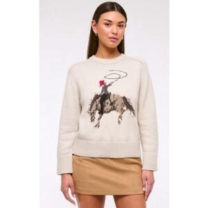 NWT Abercrombie & Fitch Madeline Cowgirl Crewneck Sweater Western Knit Size Sm